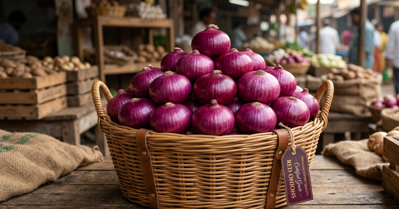 Nashik red onions — deep colour, robust flavour, export grade
